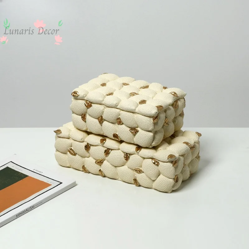 Modern instagram-style creative gold leaf white lemon jewelry box cloakroom desktop high-end storage ornaments