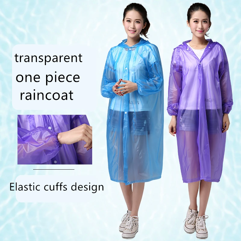 Adult Fashion Transparent One Piece Raincoat Poncho PVC Thickened Transparent Rainwear