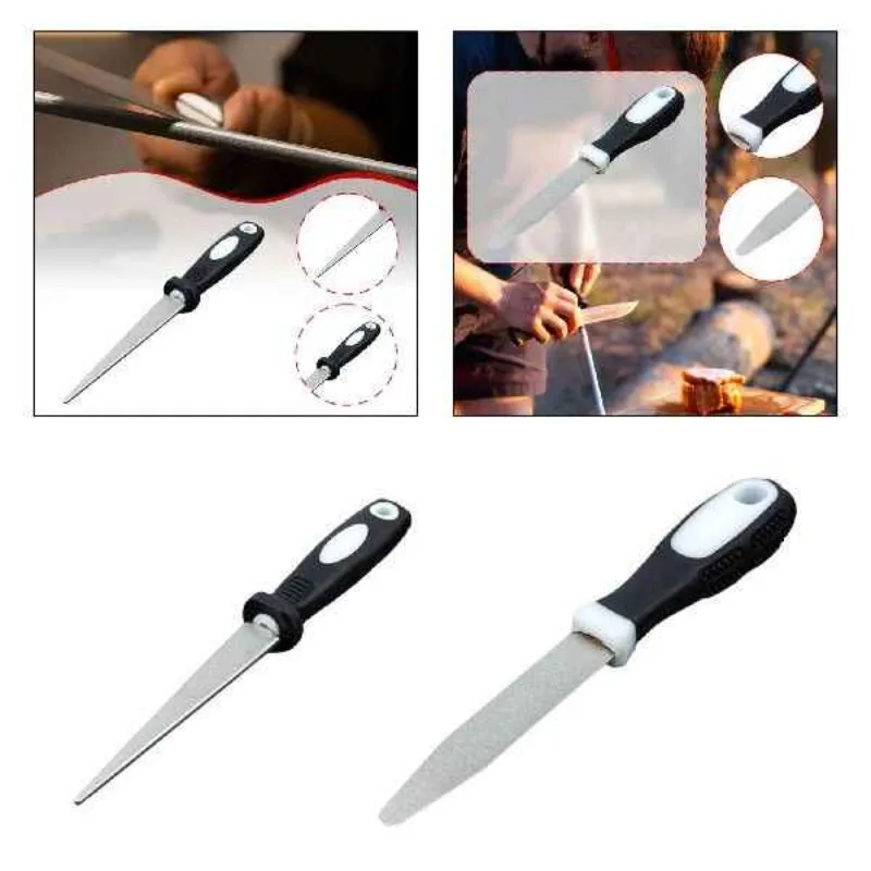 

Professional Knife Sharpener Diamond Camping Folding Sharpening Stone Double Sided Flat And Curved Design Easy Grip Handle