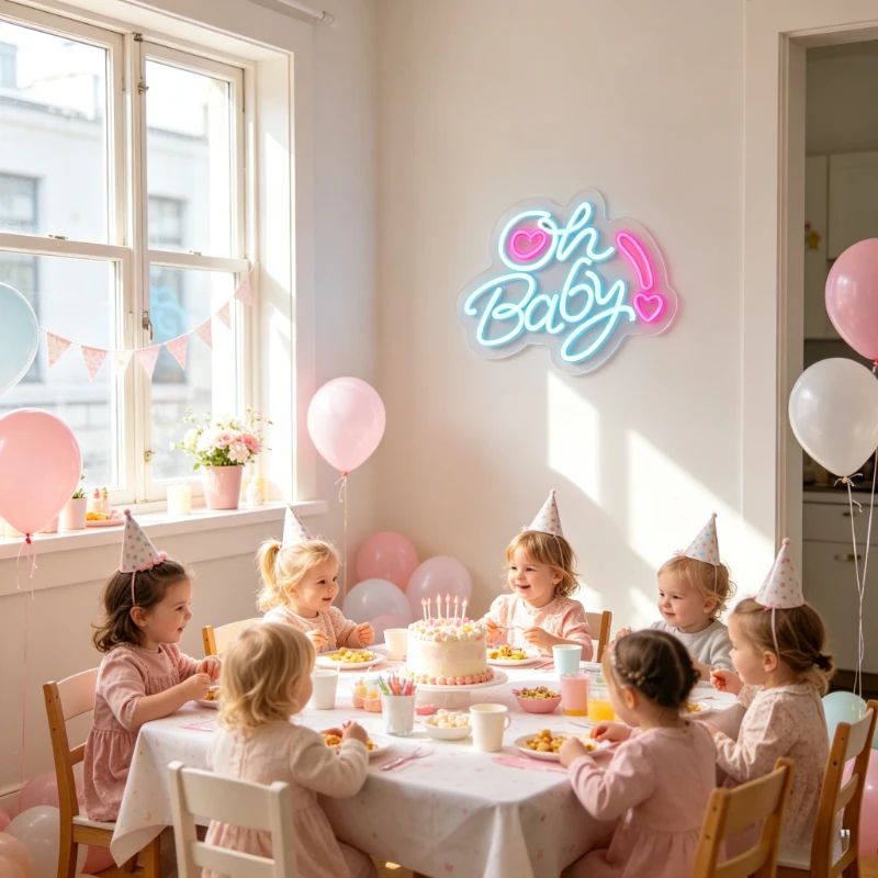 Oh Baby Neon Sign LED Wall Art - Baby Nursery Wall Lights recension och pris