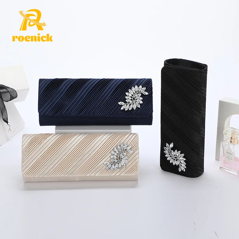 ROENICK Women Retro Pleated Carved Evening Bags Luxury Designer Party Club PU Handbags Purses Crossbody Dress Flap Totes Clutch