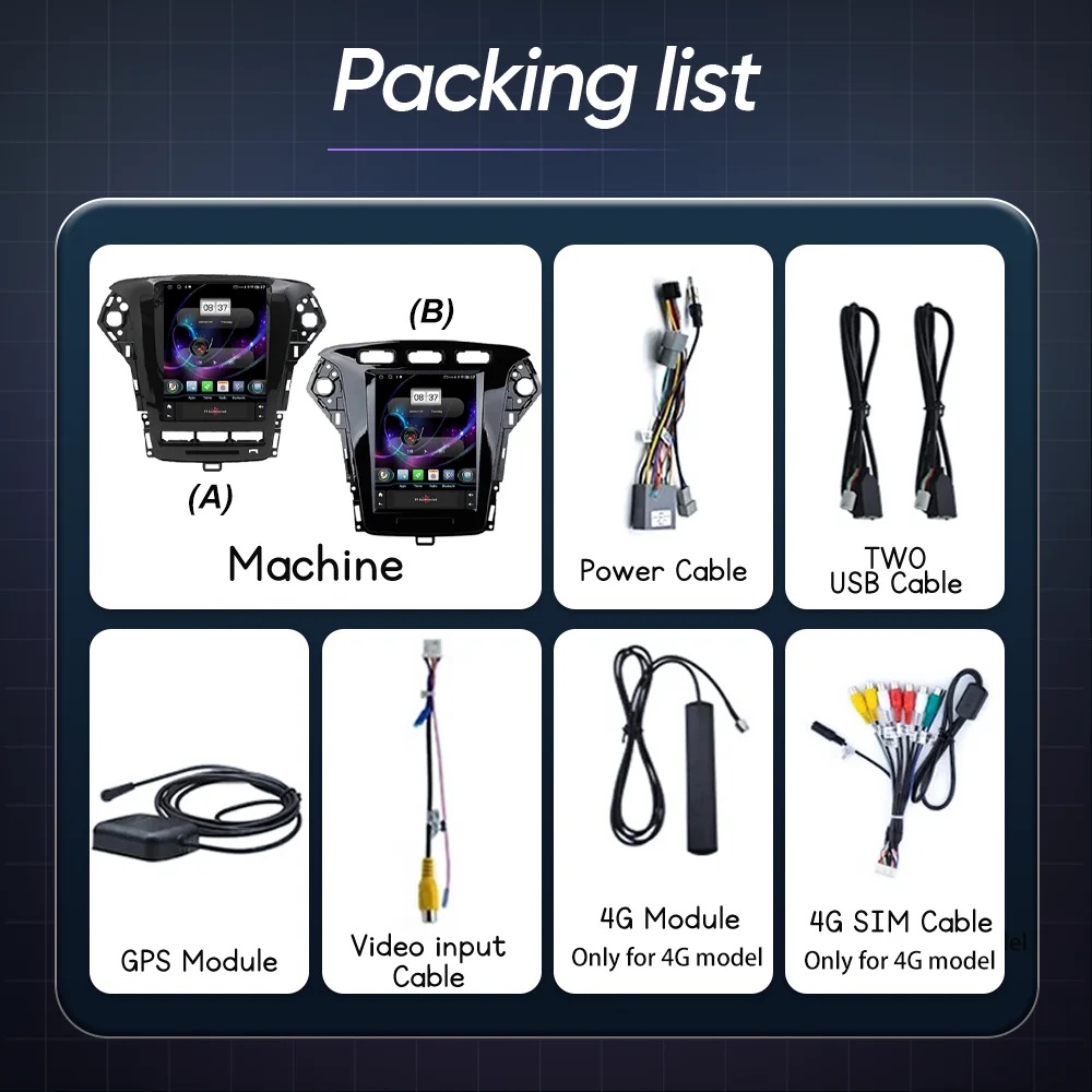 9.7 Inch Android 14 Car Radio Stereo Multimedia Player For Ford Mondeo MK4 2011 - 2013 Auto GPS Navigation carplay NO 2Din DVD