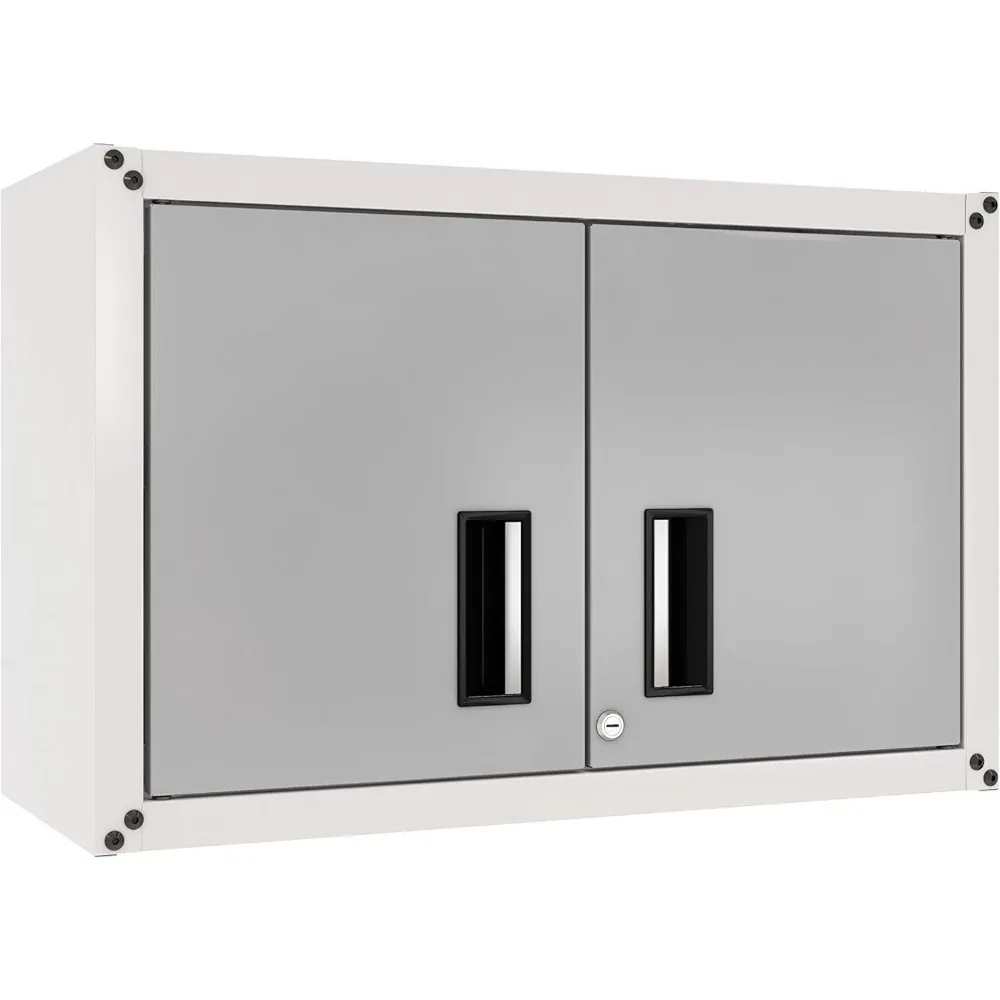 

Ready-to-Assemble- Wall Mount Garage Cabinet w/Lockable 2 Doors, 44 lbs Shelf Capacity, Removable Shelf, Small Steel Metal Cabin