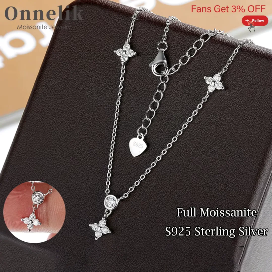 

Onnelik Bubble Starlight Moissanite Pendant Necklace 925 Sterling Sliver for Women Classic Wedding Engagement Fine Jewelry Gifts
