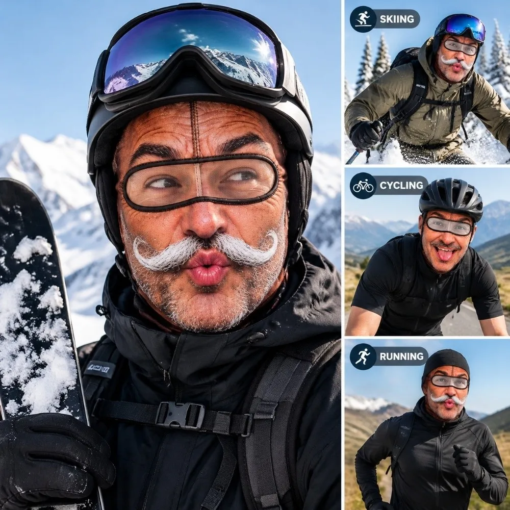 Prank 3D Printed Funny Realistic Face Ski Mask Warm Full Face Coverage Ski Mask Printed Design Windproof Neck Gaiter Mask Skiing