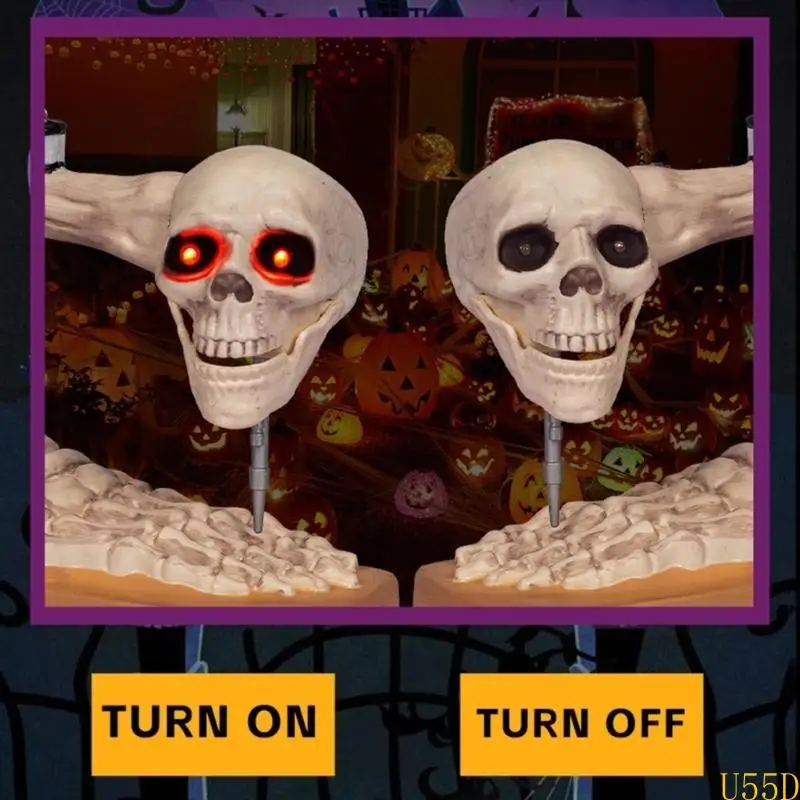 

U55D Spooky Sound Responsive Skeleton Sewing Machine Figurine for Haunted Scene