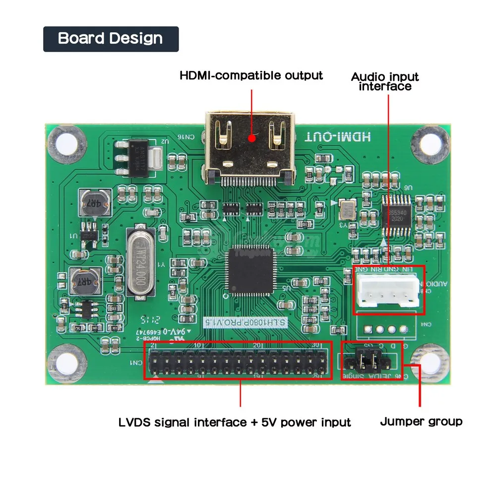 LVDS To HDMI-Compatible Adapter Board Converter Compatible with 1080P 720P Resolution