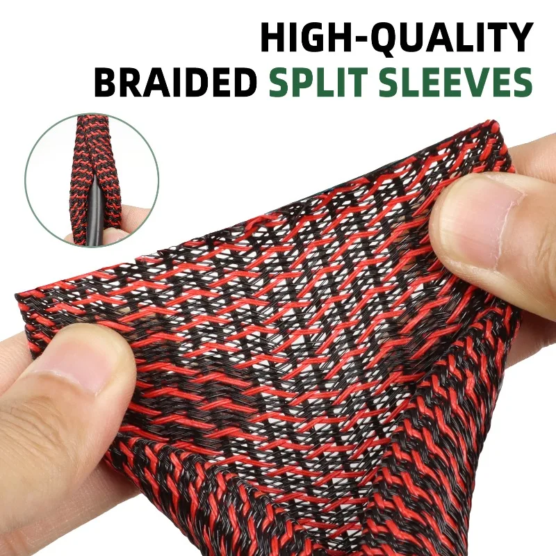 3/8M PET Braided Self-Closed Cable Sleeve Dia 3mm ~ 32mm Sheath High Protection Wear Resistant Insulated Sleeving Wire Organizer