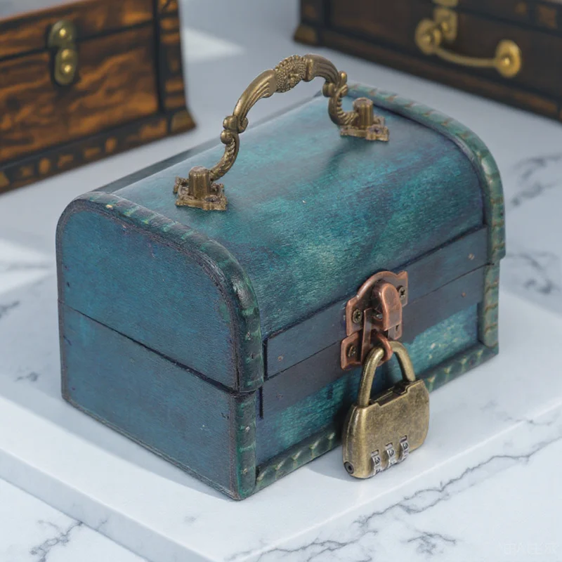 

1pc Vintage Wooden Jewelry Box Storage Case Organizer Trinket Container Retro Decorative Box for Rings Necklaces 12X8.5X9CM