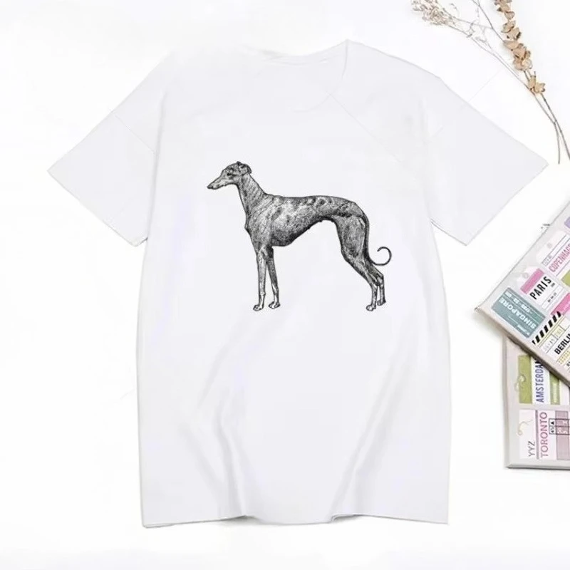 Greyhound Graphic Funny Print Women's T-shirt Crewneck Short Sleeve Tops Summer Hipster Women Minimalist Casual Daily Streetwear