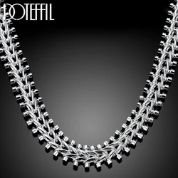 DOTEFFIL 925 Sterling Silver Double Round Bead Chain Necklace For Man Woman Wedding Engagement Charm Fashion Jewelry