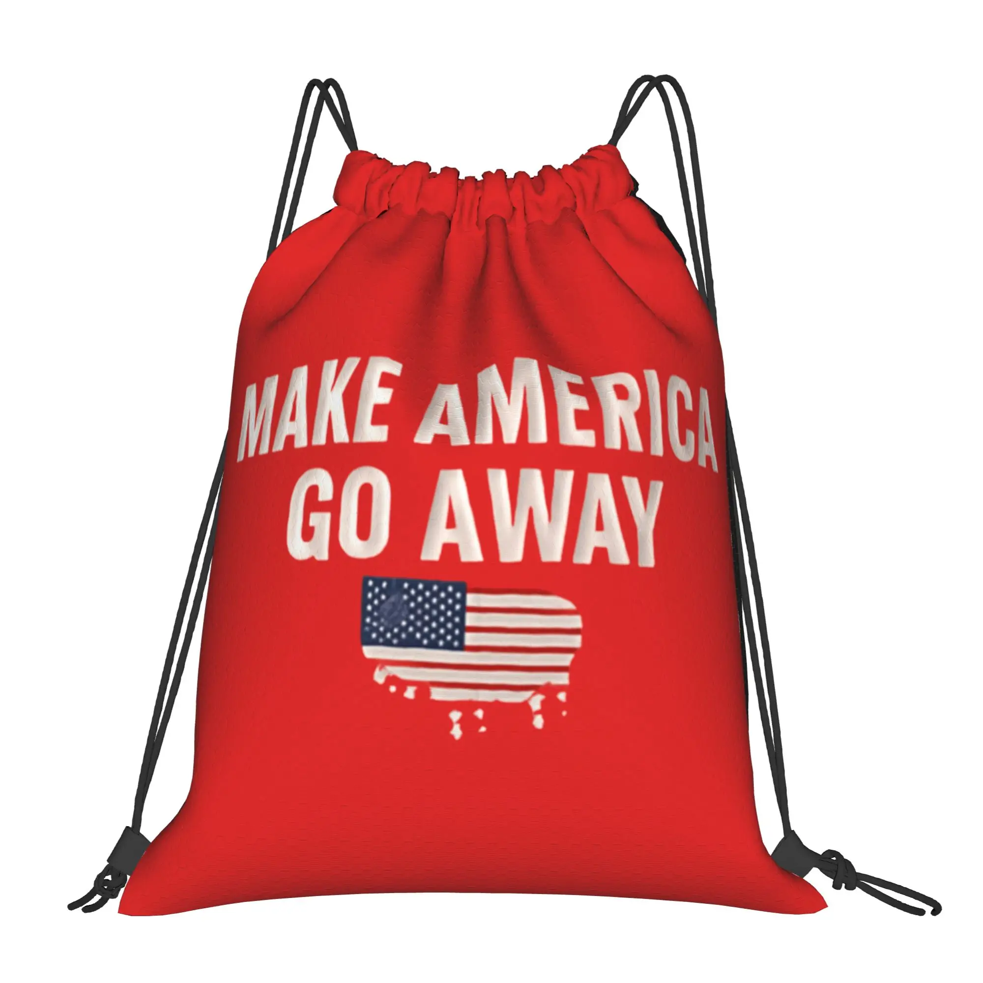 

Make America Go Away Drawstring Backpack Sports Gym Sackpack Water Resistant String Bags for Cycling
