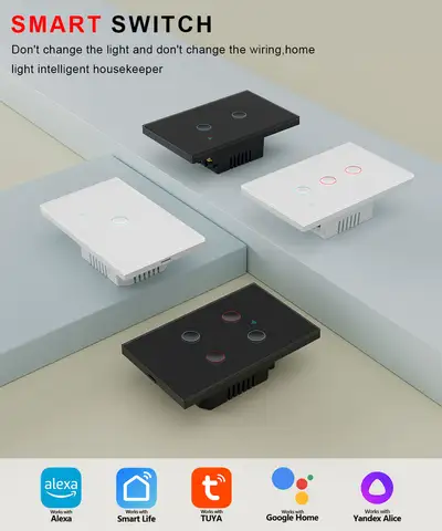 US WiFi+Bluetooth Smart Wall Switch, Gesture & Voice Control, Works with Google Home, Require Neutral Wire , Smart Life APP