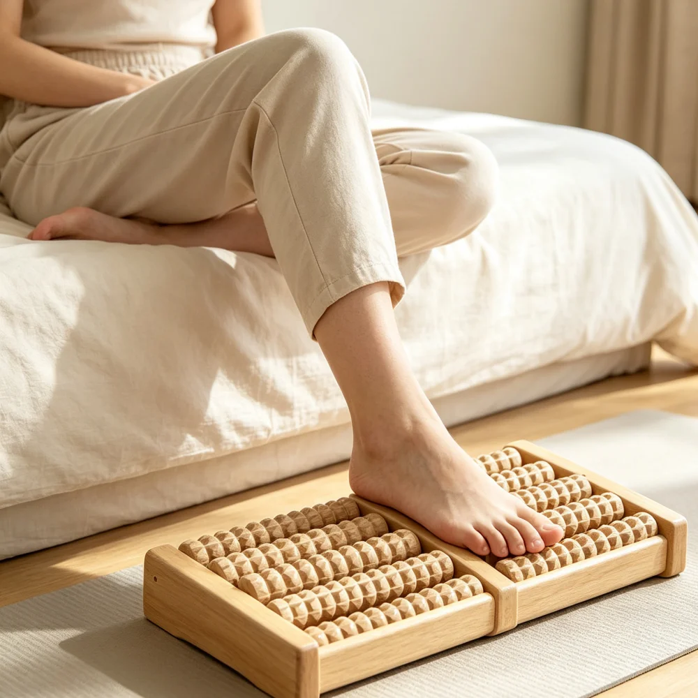 Wooden Foot Massage Roller Beech Wood Massager for Home Use Simple Foot Care Accessory for Daily Body Relax