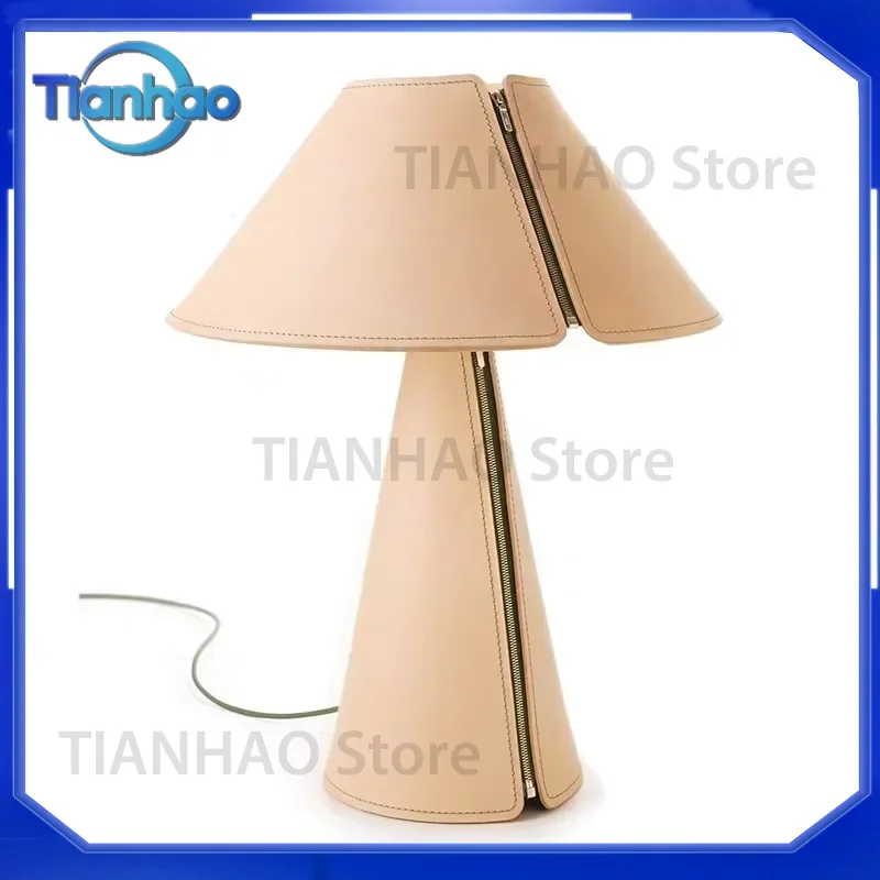 LED Table Lamp for Postmodern Minimalist Leather Nordic Design Creative Simple Style for Study and Bedroom