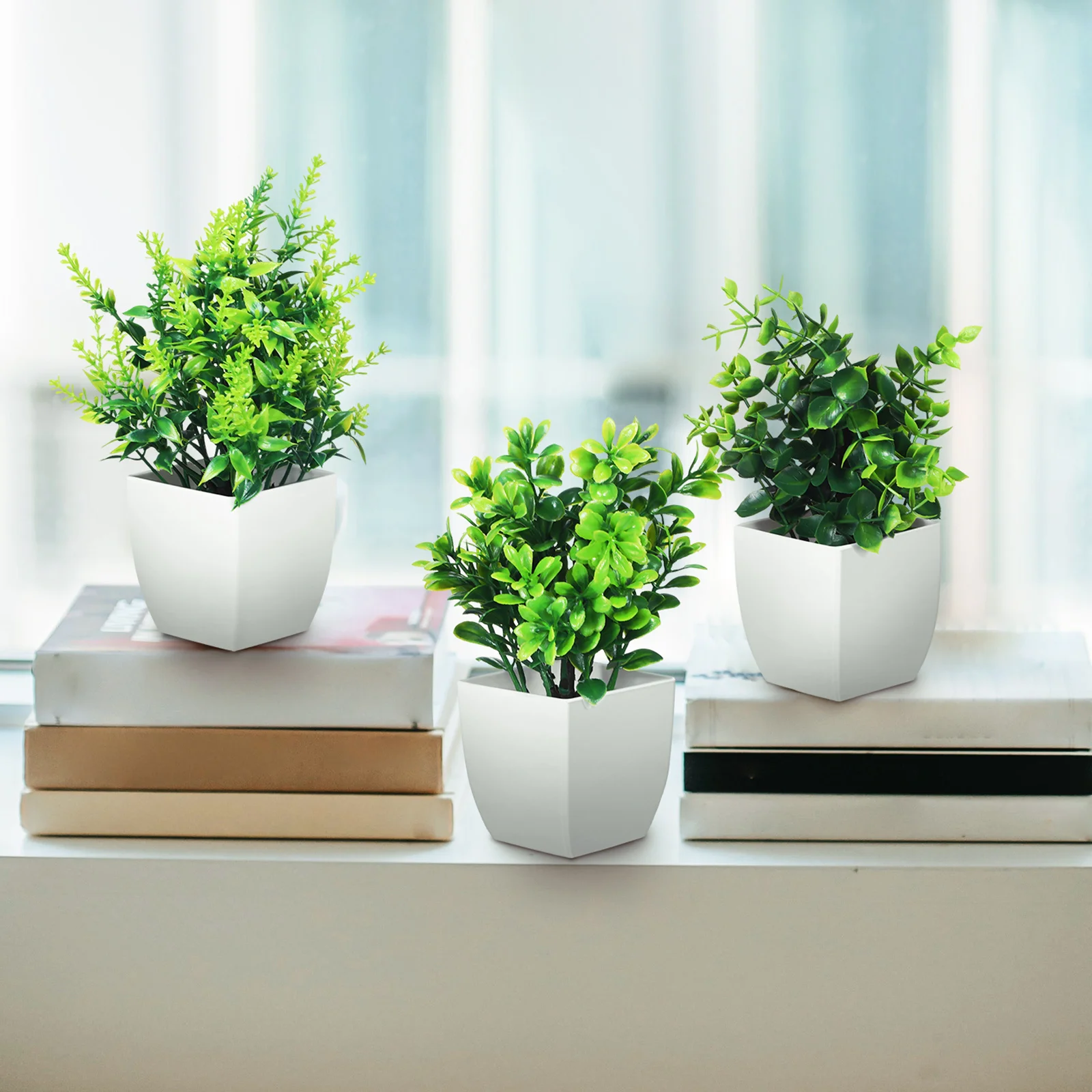 

4Pcs Green Plant Decor Artificial Plants Lifelike Faux Potted Plants Indoor Tabletop Home Decorations Faux Plant Decor