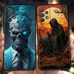Grim Reaper Skull Skeleton Phone Case for Samsung Galaxy A15 A14 A25 A54 A34 A51 A71 A72 A73 A32 A52 A52S A11 A21S 5G Soft Shell
