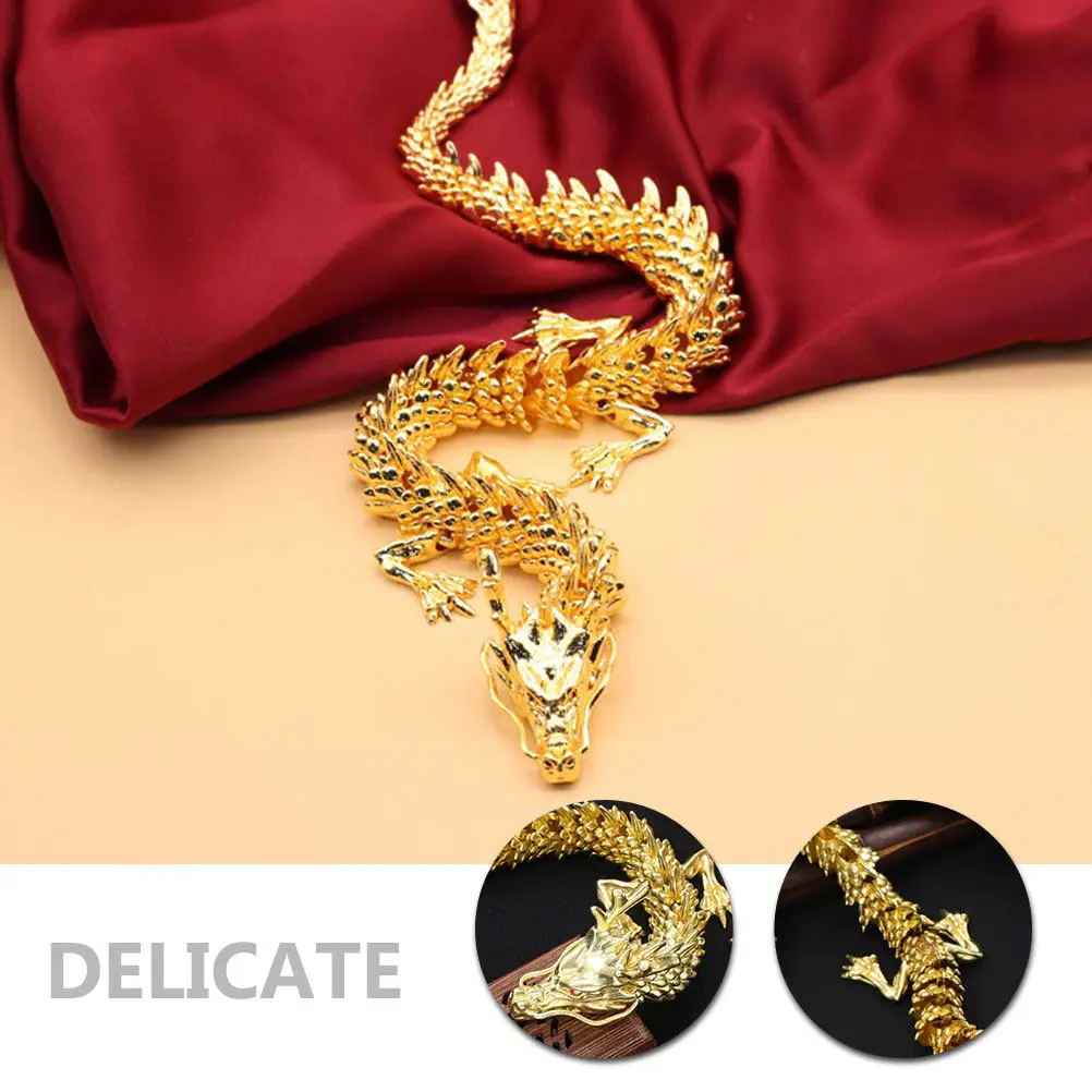 

3D Dragon Sculpture Decor Brass Desktop Ornament for Home Office Wealth Prosperity Auspicious Chinese Dragon Statue