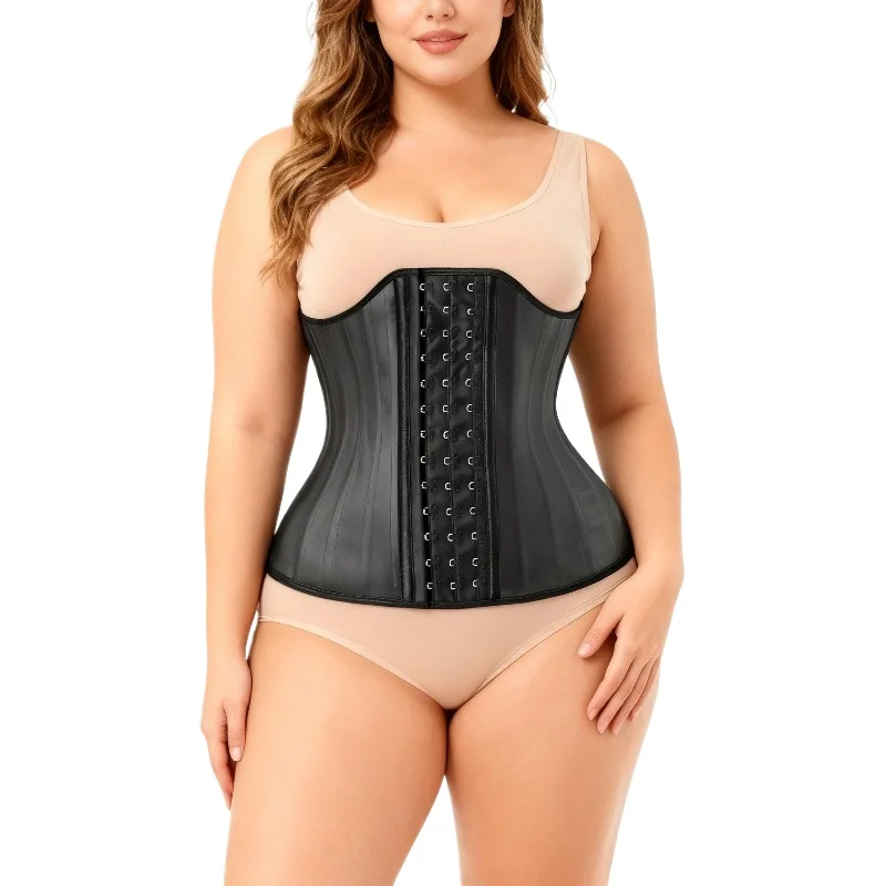 

Корсет-утяжка для талии из латекса с 25 стальными косточками, регулируемые пряжки, для создания фигуры «песочные часы», корректирующее белье для похудения