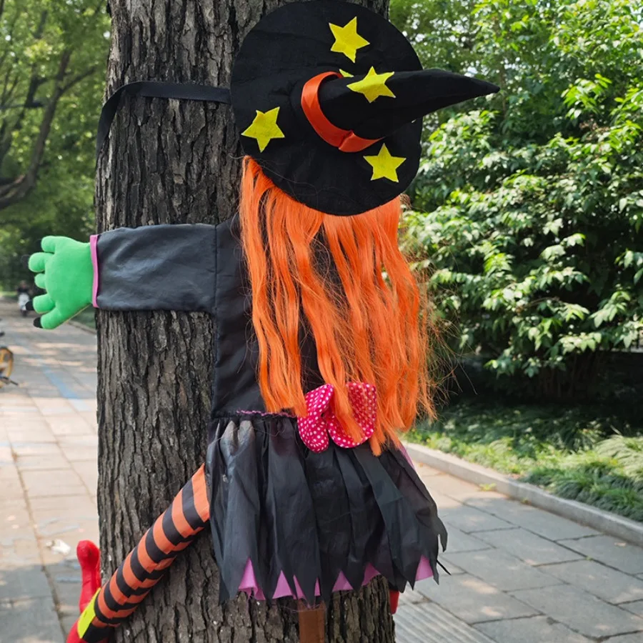 

Creepy Witch Clinging to Tree – Outdoor Halloween Display Hanging Witch Crash Tree Prop – Spooky Yard Halloween Party Decoration