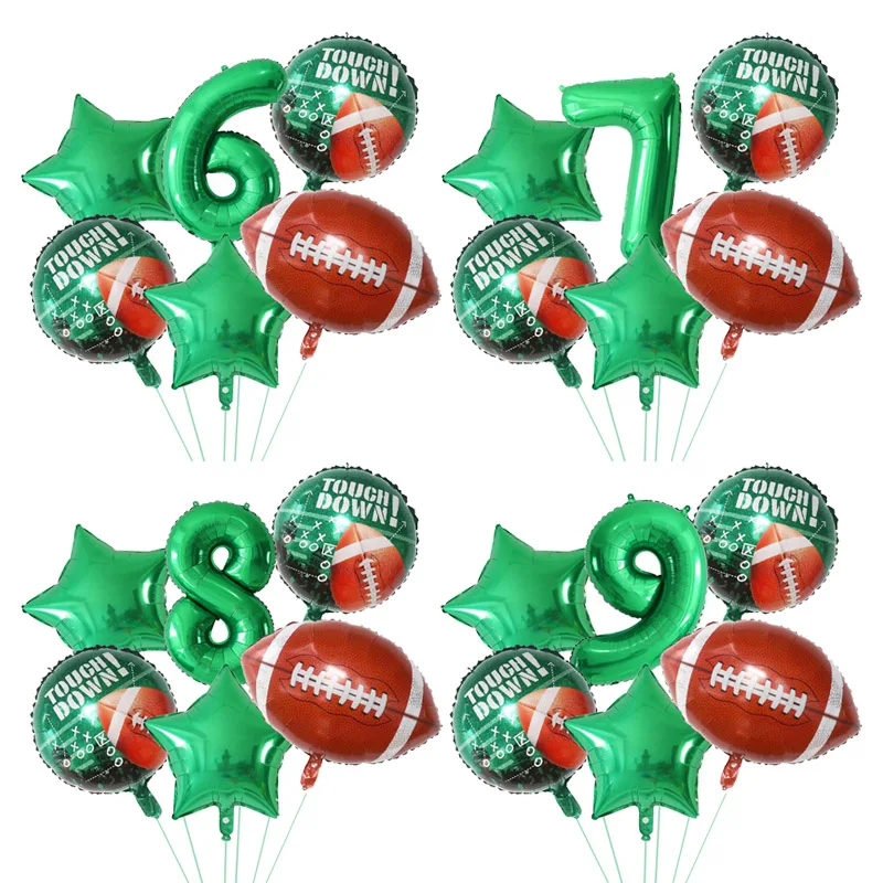 6pcs Rugby Player Theme American Soccer Balloons Sports Theme Party Decors Baby Boy Happy Birthday Ballons Air Globos