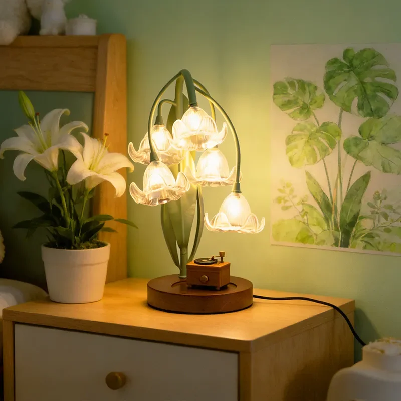 Nordic Classical Flower Bedroom Beside Lampse Lily of The Valley Design Stand Lighting Living Room Decor Romantic Light Fixture