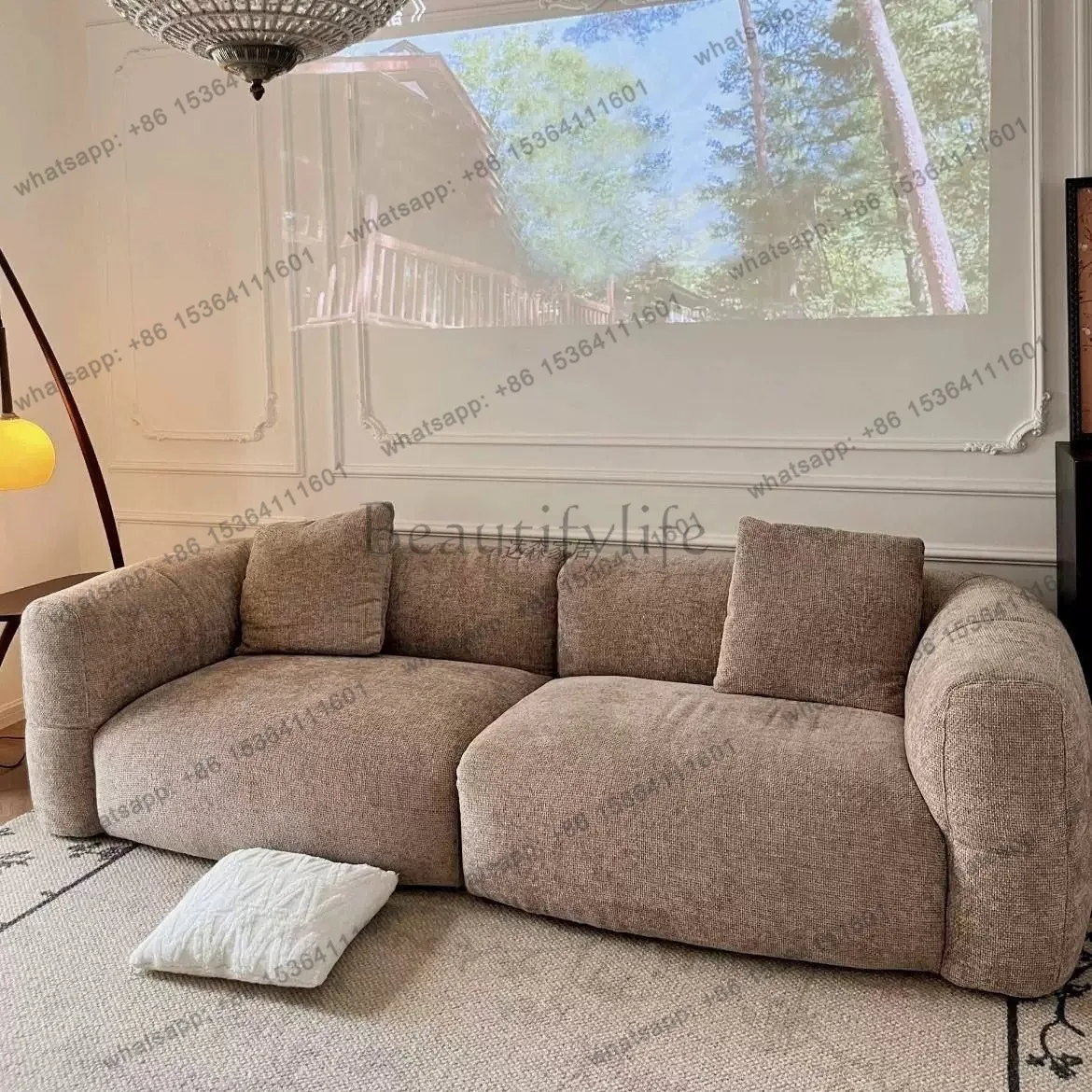 Chenier fabric compressed fabric sofa removable and washable large white sofa bed custom multi-function