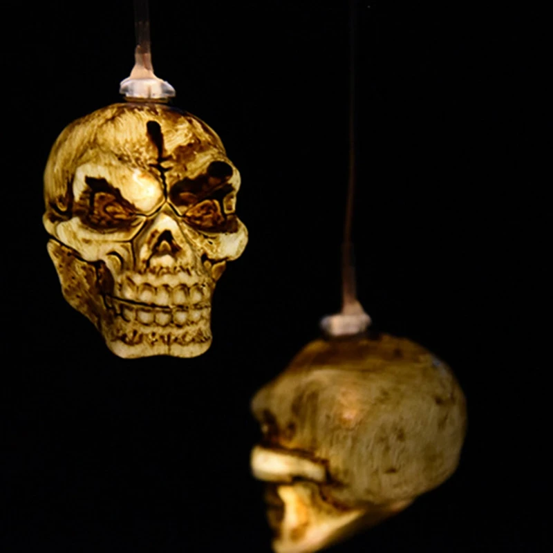 Promotion! Halloween Decoration-Outdoor Light, Solar Skull Wind Chime Light Suitable For Outdoor Halloween Party, Christmas