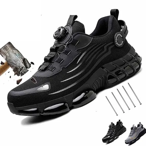 Botas de seguridad cómodas y transpirables para exteriores para hombre, zapatos de senderismo antideslizantes, zapatillas de deporte informales para viajes y seguridad antigolpes