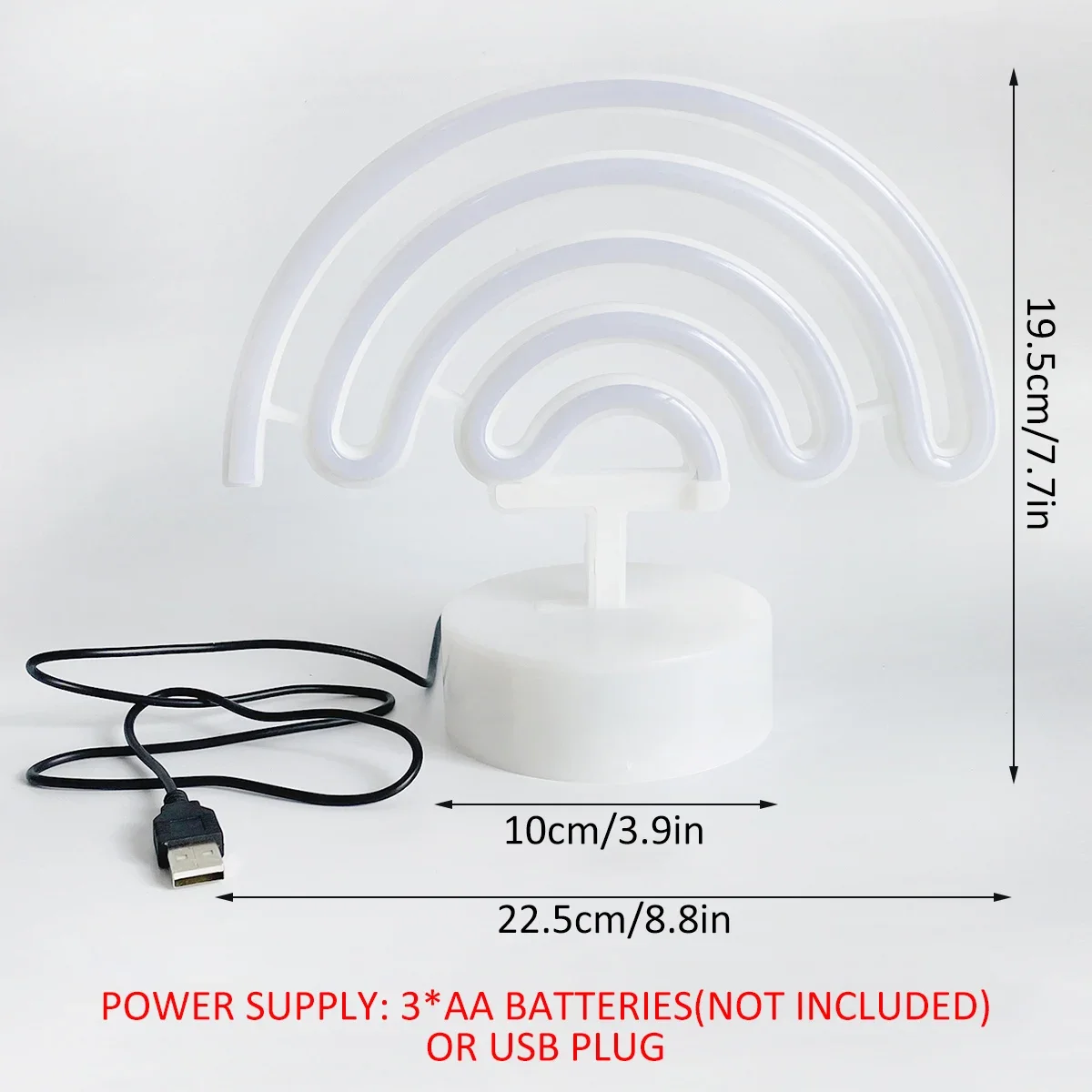 Неоновая вывеска, яркая неоновая лампа в форме радуги, с питанием от USB, с держателем