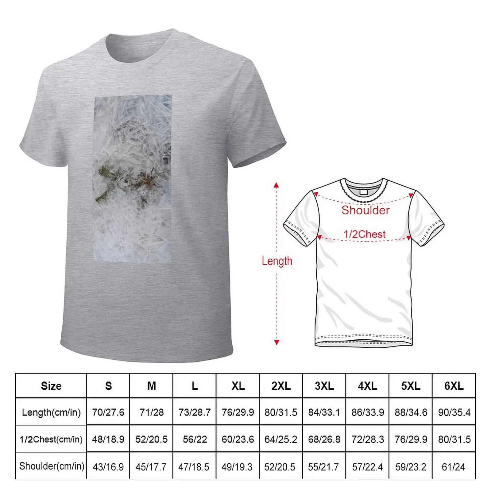 Winter Ice Patterns On Surface of a Puddle with Embedded Fir Needles T-shirt Aesthetic clothing summer tops men clothes