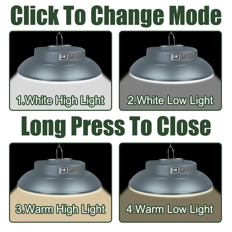 18000 MAH LED Camping Lamp Rechargeable High-power Dual-mode Strong Light Emergency Light Portable Waterproof Hanging Tent Torch