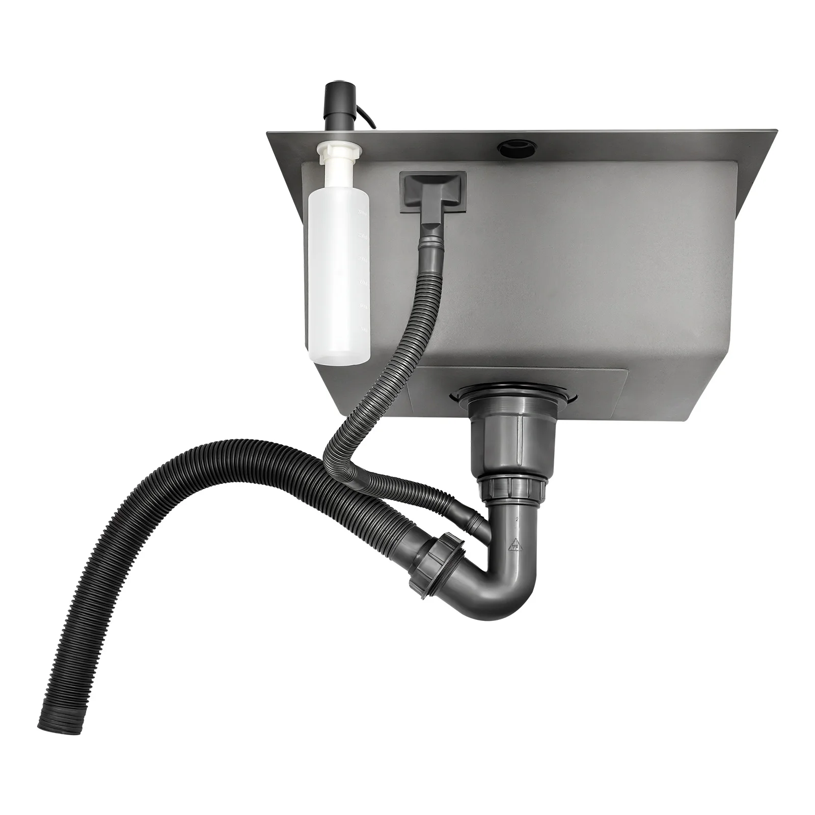 حوض مطبخ أسود من الفولاذ المقاوم للصدأ مقاس 45 × 40 × 20 سم مع موزع صابون للمطابخ والحمامات وغرف الغسيل