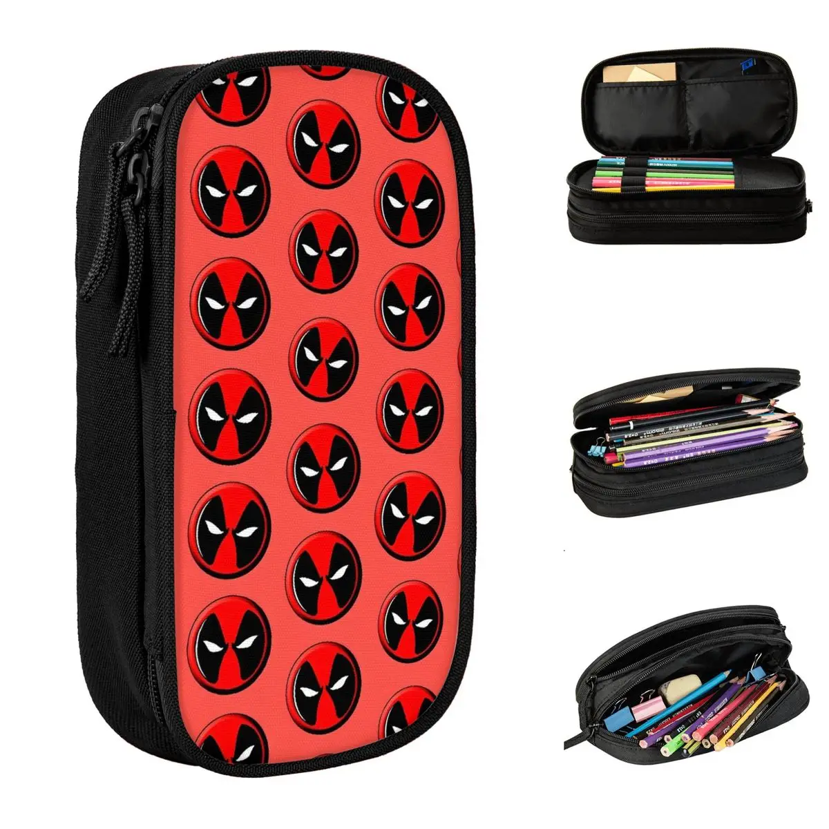 Deadpool Cartoon Movie Cool Pencil Cases Fun Mask Icons Pen Box Pencil Bags Student Big Capacity School Cosmetic Pencil Pouch