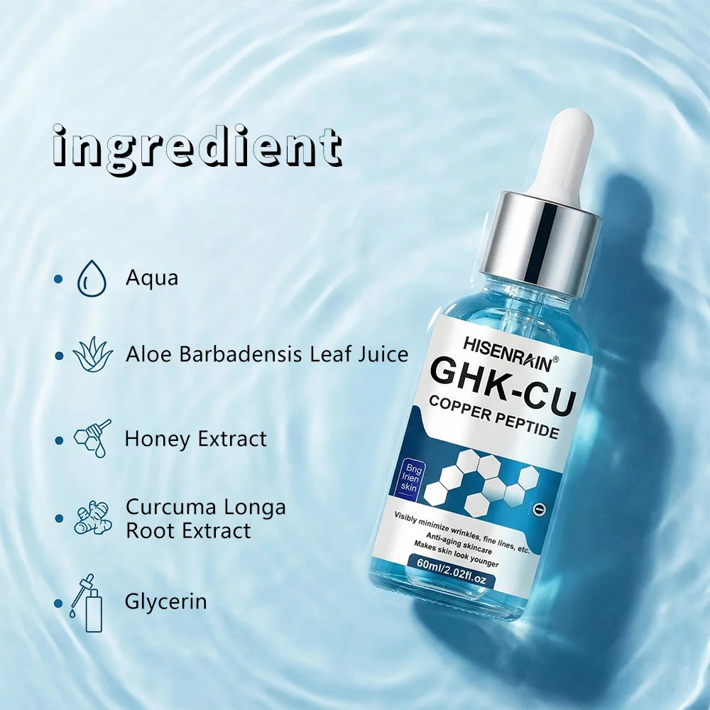 HISENRAIN GHK-CU Anti-Aging Facial Serum - Copper Peptide Rejuvenating Essence for Firming, Wrinkle Reduction & Skin Repair.