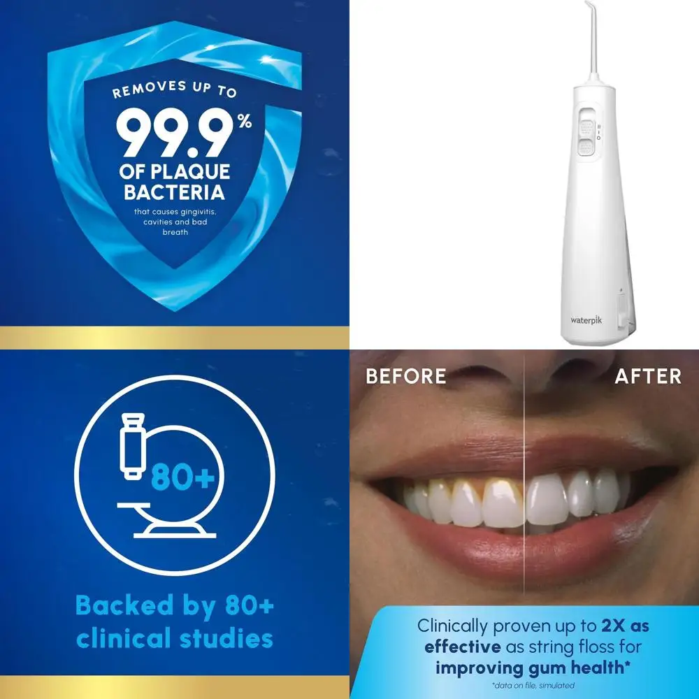 

Портативный перезаряжаемый ирригатор для гигиены полости рта, для путешествий и использования в душе, одобрен ADA, белый цвет