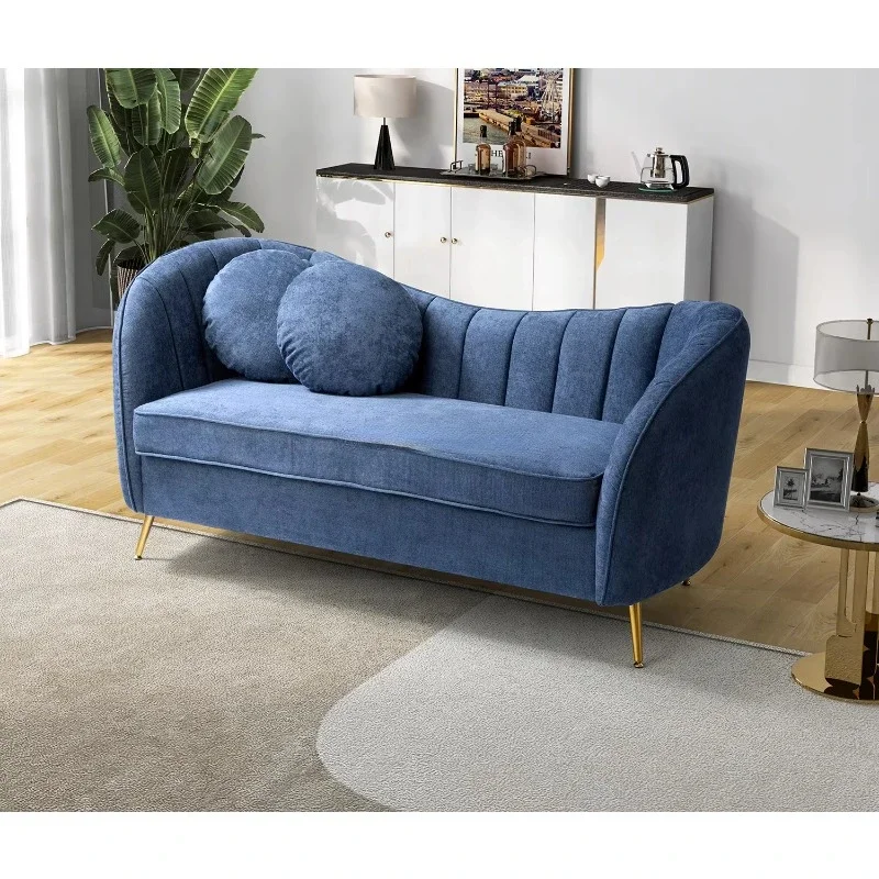 Luxury Home Furniture Navy Blue 3 Seat Sofa Tufted Fabric Living Room Sofa