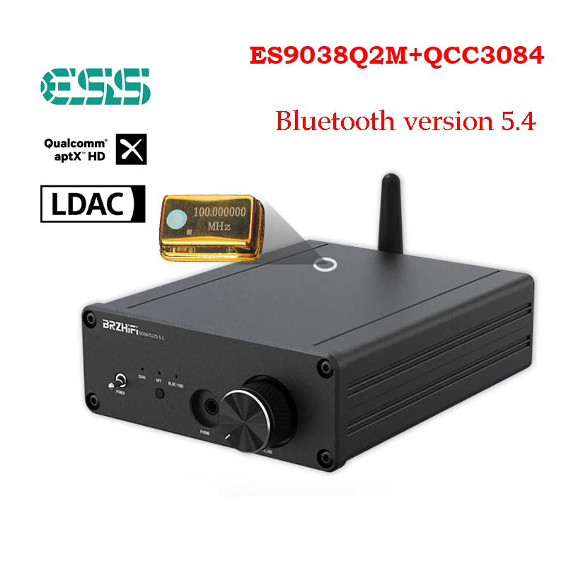 

QCC3084 Приемник Bluetooth 5.4 ES9038Q2M Аудиофильский декодер с поддержкой APTX-HD LDAC HD-формат Bluetooth-адаптер Звуковая карта USB