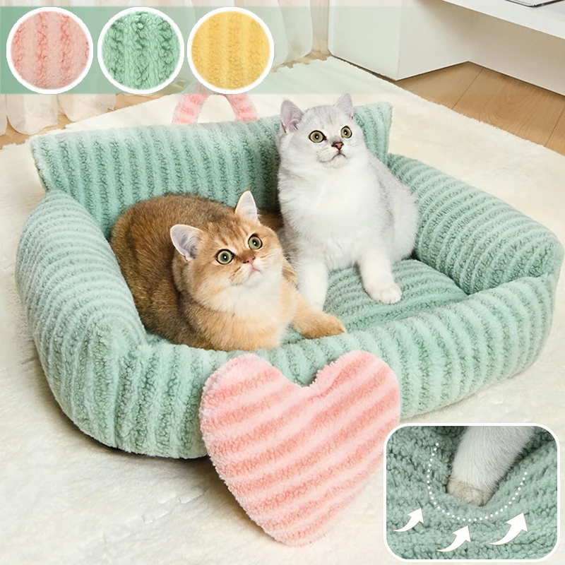 

Plush Winter Pet Sofa Bed Removable Washable Cat Nest with Non-Slip Bottom Soft Comfortable Couch for Dogs Cats Small Animals