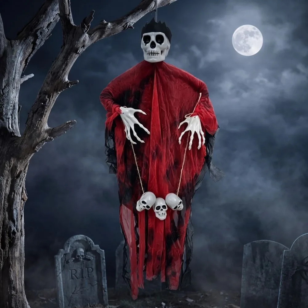 Pendant Hanging Ghost Skull Props Ornaments Halloween Decoration Spooky Scene Layout Halloween Hanging Skeleton Halloween Party