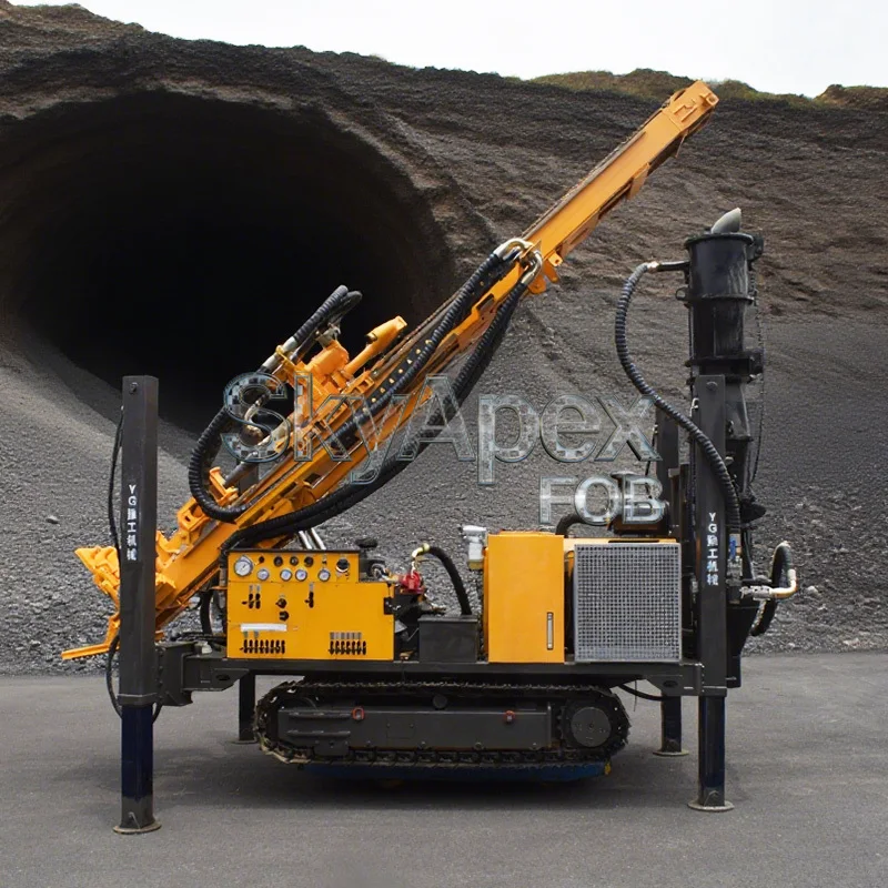 Crawler Type Pneumatic Water Well Drilling Rig  DTH Hammer Rock Borehole Machine For Golf Course Irrigation Management FOB