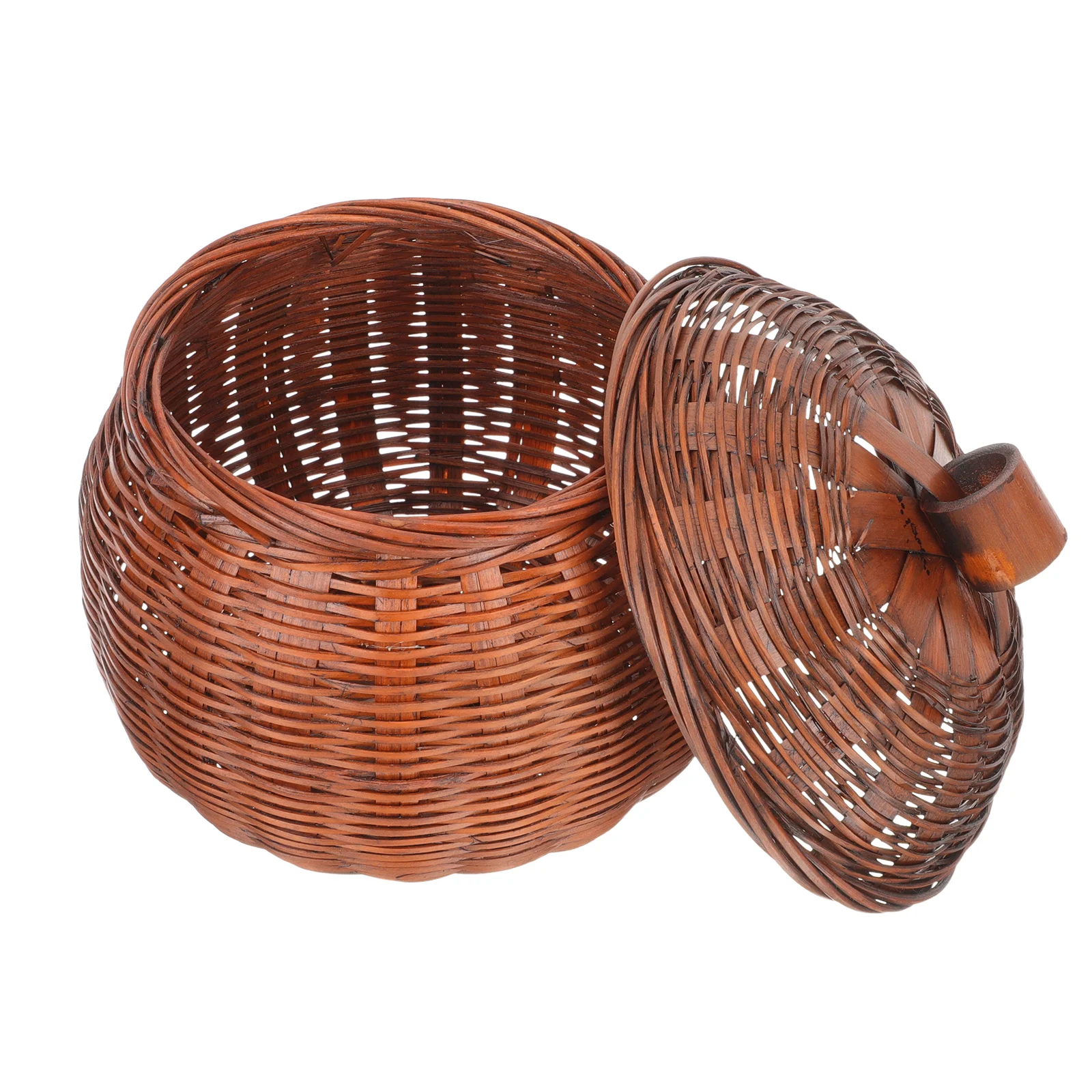 

Pumpkin Shaped Basket with Cover Round Storage for Snacks Egg Household Retro Fruit Container Lightweight Compact Wear Resistant