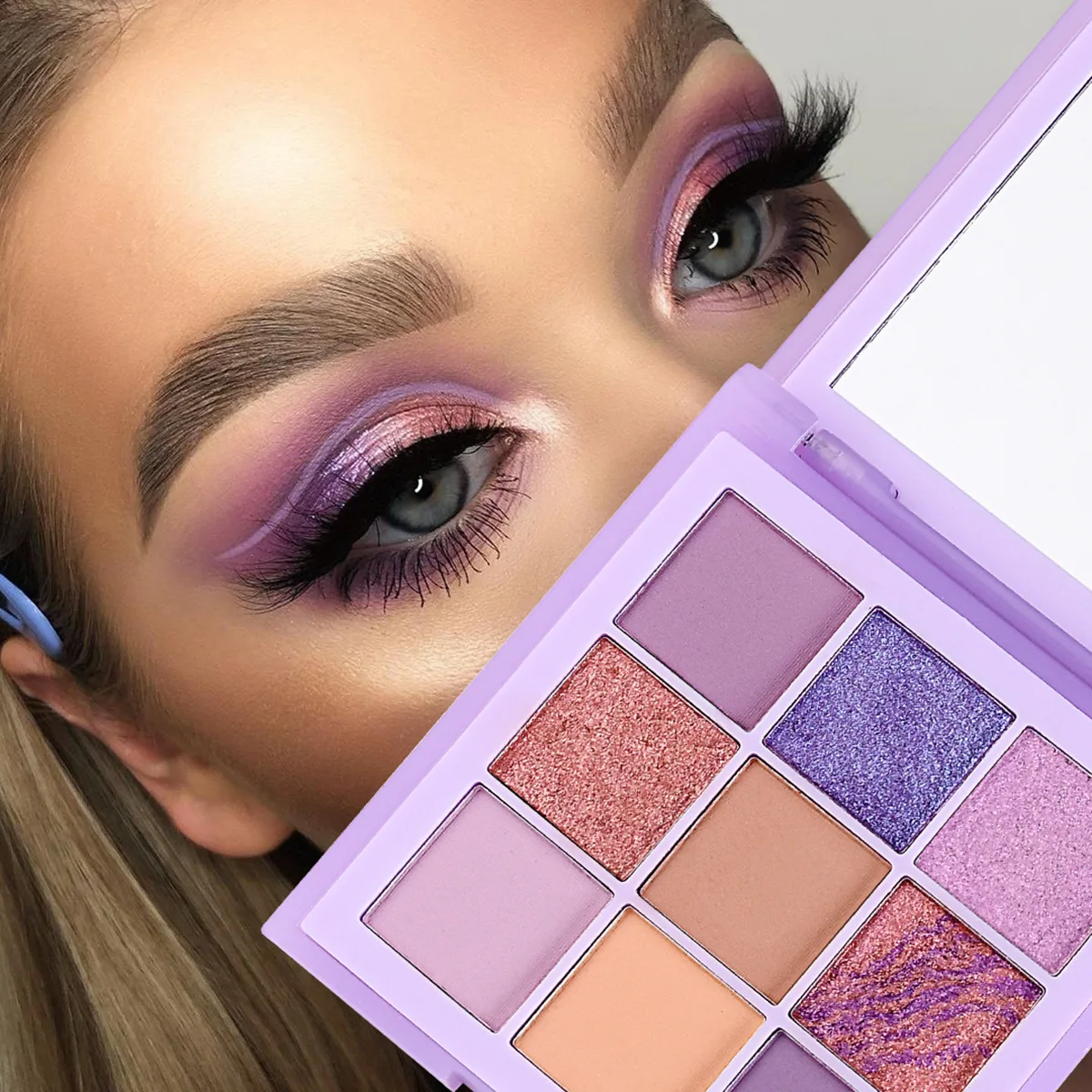 아이섀도우 팔레트New Nine-color Eyeshadow Palette Rose Pink Nude Brown Low Saturation Shimmer Make Up Pigment Matte Eye Shadow Pallete