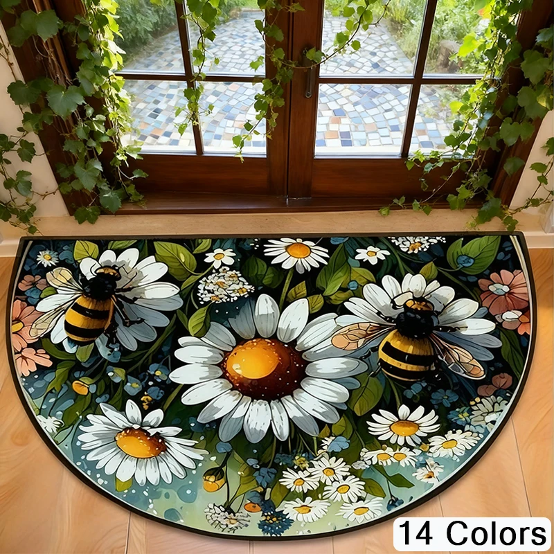 

A Half-Sphere Vintage Bohemian Style Pattern Door Mat,Non-Slip Semi-Circular Entryway Mat,Durable and Scratch-Resistant DoorMat