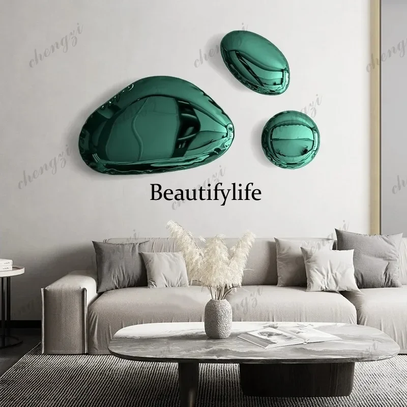 M138 TTT Stainless Steel Water Drop Wall Hanging, Cobblestone Sculpture, Creative Round Pendant, Soft Decoration