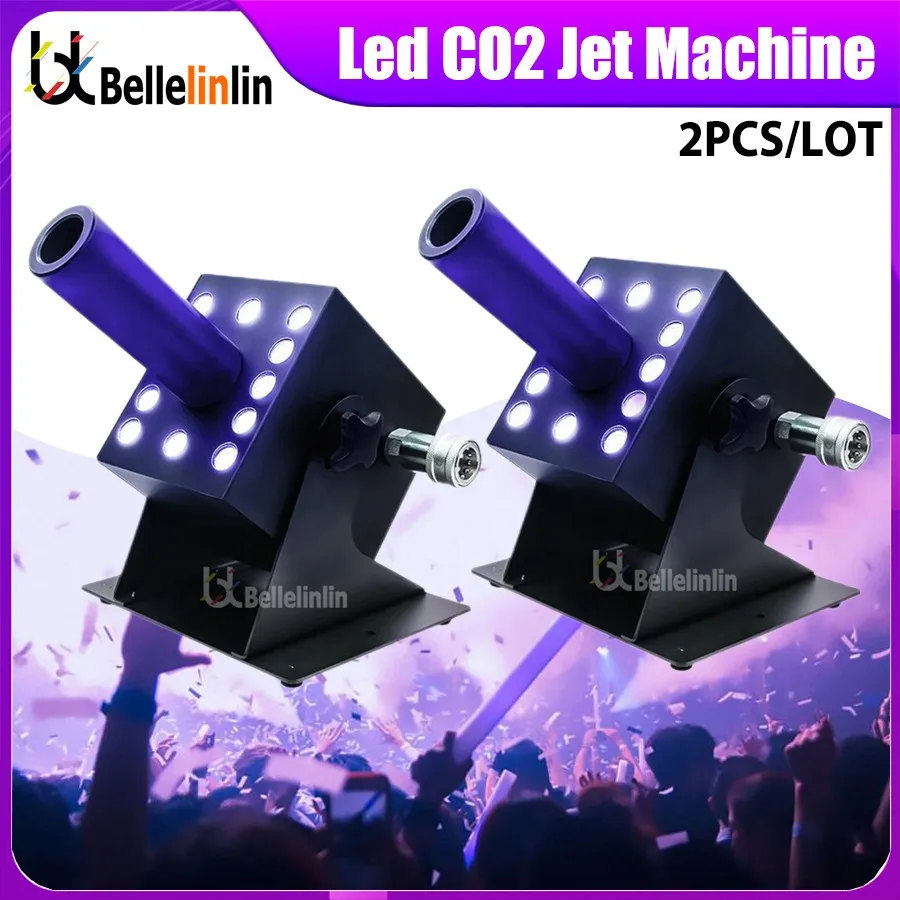 

No Tax 2Pcs Co2 Jet Machine with LED RGB 3in1 12pcsx3w LED Co2 Liquid Club Jet Blast Machine Gas Plug IN/OUT Connect DMX512