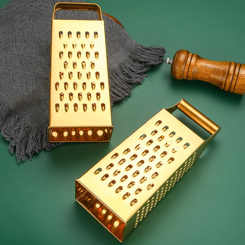 Stainless Steel Four-Sided Cheese Grater, Multi-Functional Handheld Four-Sided Shredder, Vertical Fruit Slicer