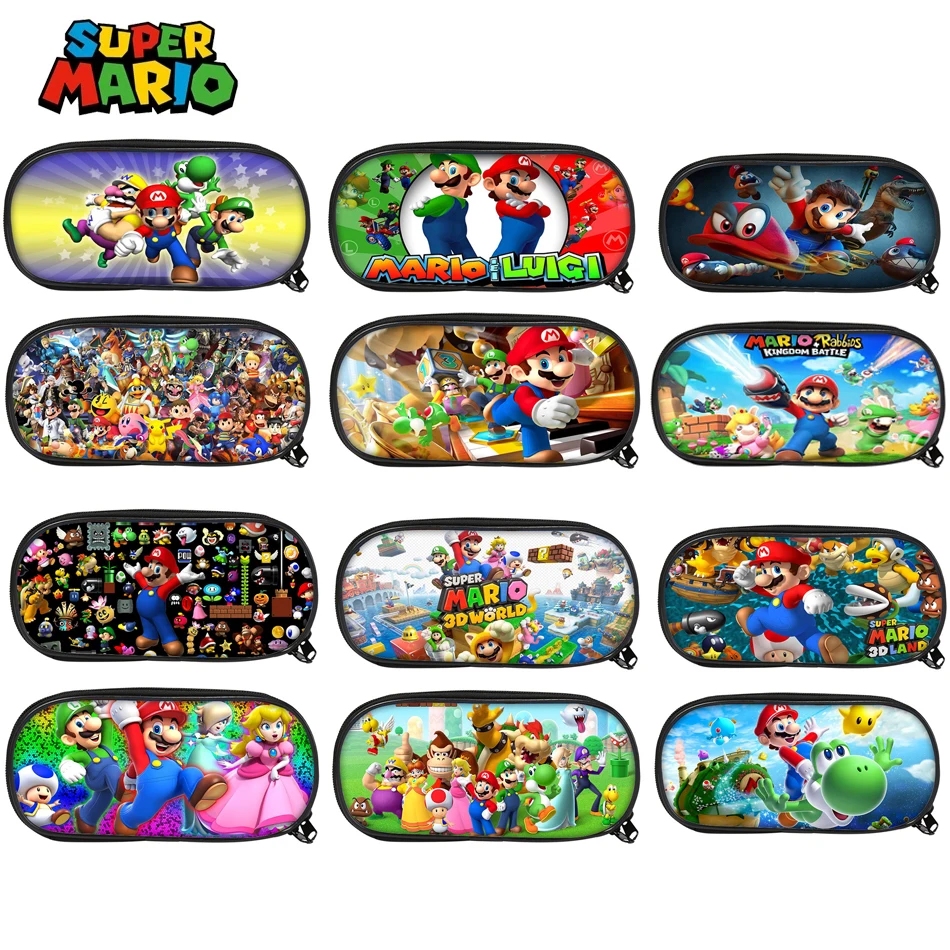 Super Mario Bros Pencil Case Kawaii Anime Figure Bag Stationery Back To School Pencil Pouch Student Supplies Kids Birthday Gifts