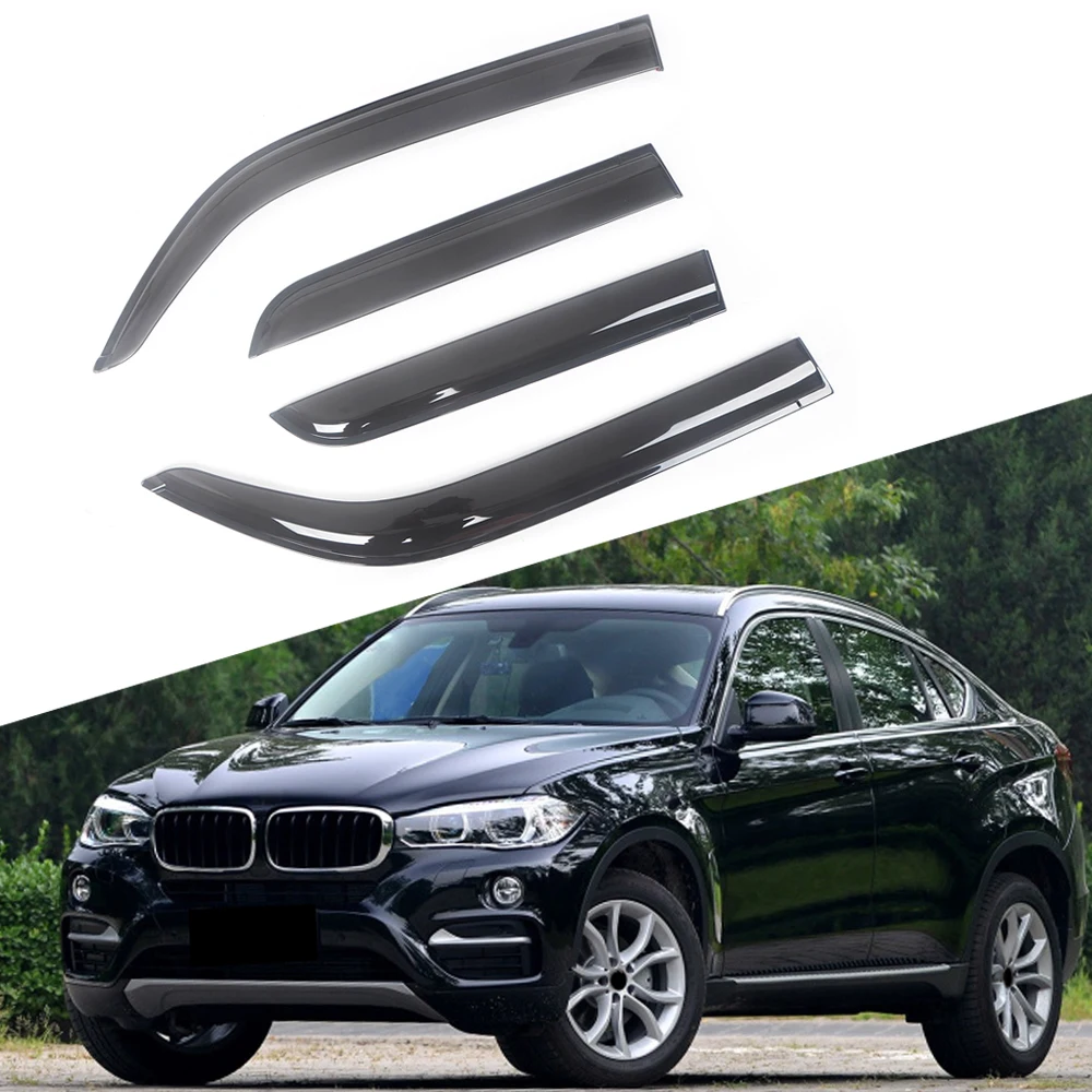 

For BMW X6 E71 F16 2008-2018 Auto Side Window Wind Deflectors Visors Black Rain Guard Door Visor Vent Shade Dark Smoke Ventvisor