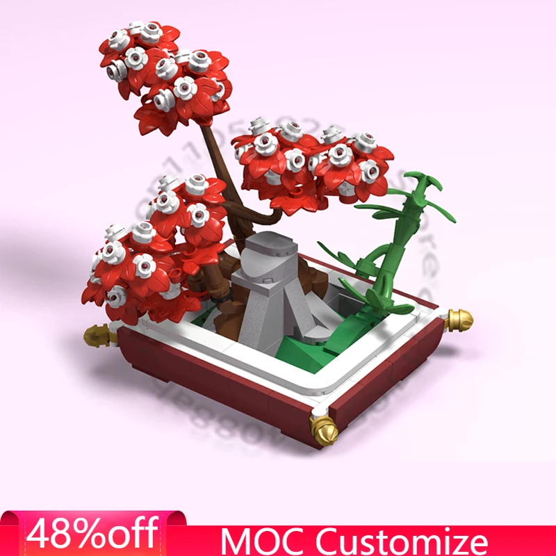 

Набор из 234 деталей: Красный букет-бонсай (MOC) — Модульный конструктор для детей, развивающая игрушка, подарок на праздник, сделай сам